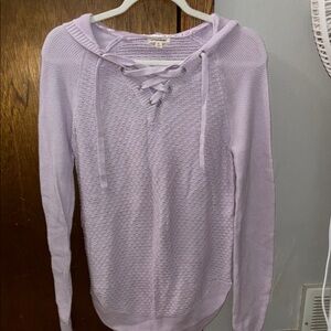 Lavender Lace-Up Knit Top